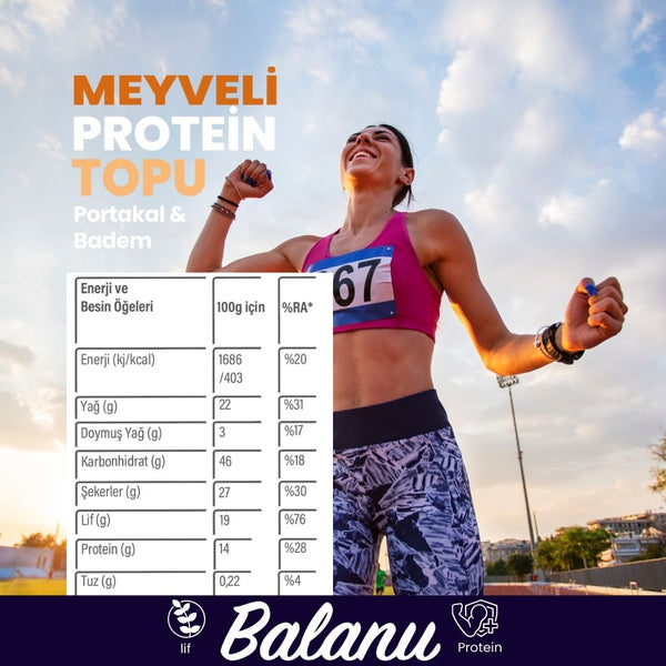 Meyveli Portakallı & Bademli Protein Topları 55gr x 6 Adet - Balanu