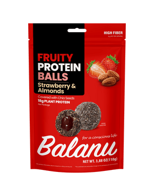 Meyveli Protein Topları Çilek Dolgulu ve Bademli 110 Gr - Balanu