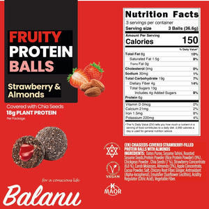 Meyveli Protein Topları Çilek Dolgulu ve Bademli 110 Gr - Balanu
