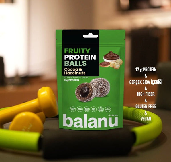 Meyveli Protein Topları Kakao Dolgulu ve Fındıklı 110 g - Balanu