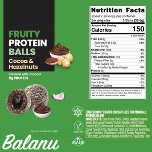 Meyveli Protein Topları Kakao Dolgulu ve Fındıklı 55 g x 6 - Balanu
