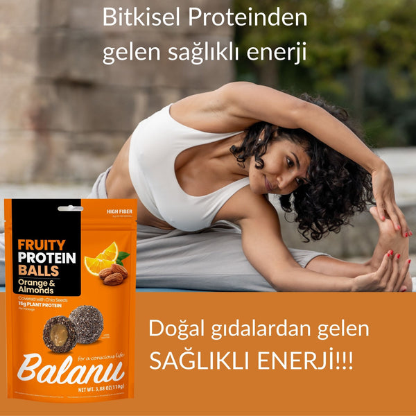 Meyveli Protein Topları Portakal Dolgulu ve Bademli 110 Gr - Balanu