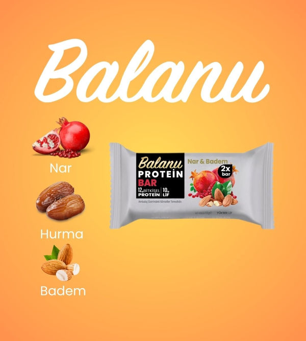 Narlı & Bademli Hurmalı Protein Bar 55gr 2xBar - Balanu