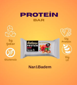 Narlı & Bademli Hurmalı Protein Bar 55gr 2xBar - Balanu