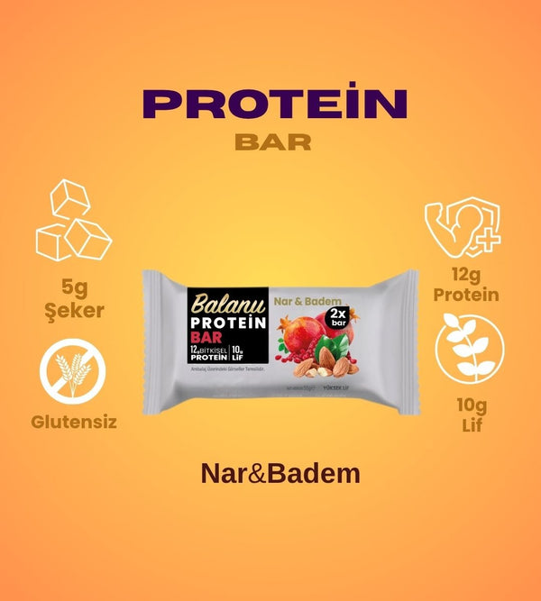 Narlı & Bademli Hurmalı Protein Bar 55gr 2xBar - Balanu