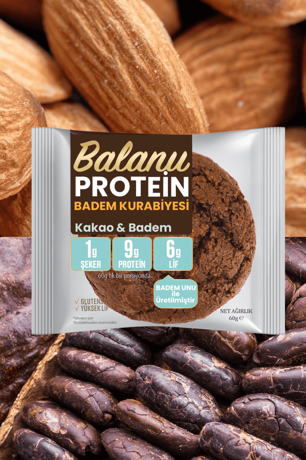 Proteinli ve Kakaolu Badem Kurabiyesi 60 Gr X2ADET - Balanu