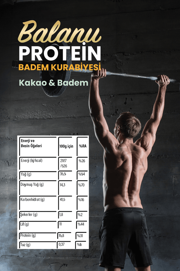 Proteinli ve Kakaolu Badem Kurabiyesi 60 Gr X2ADET - Balanu