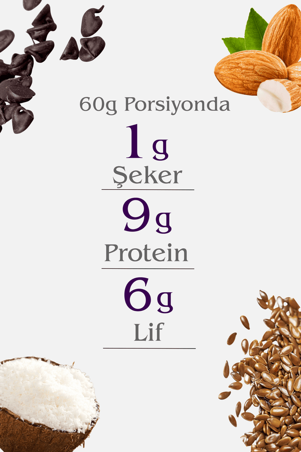 Proteinli ve Kakaolu Badem Kurabiyesi 60 Gr X2ADET - Balanu