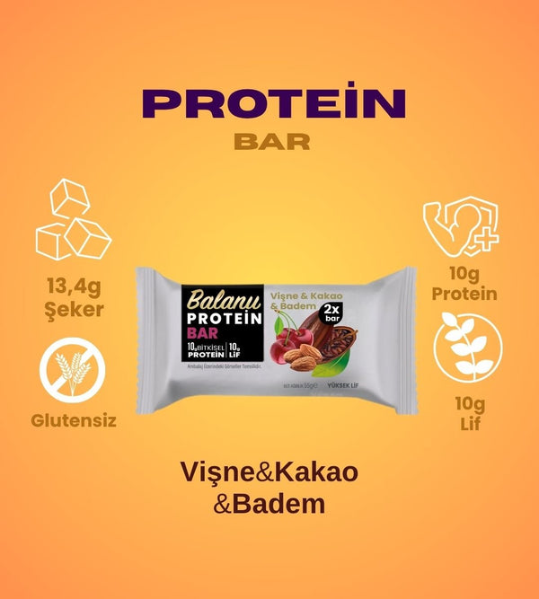 Vişneli & Kakaolu Hurmalı Protein Bar 55gr 2xBar - Balanu