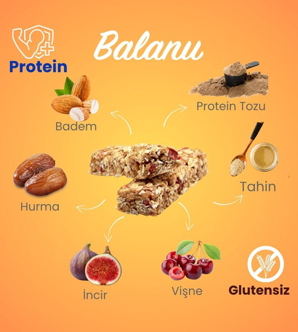 Vişneli & Kakaolu Hurmalı Protein Bar 55gr 2xBar - Balanu