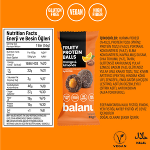 Fruity Protein Balls Portakal Dolgulu ve Bademli 55 g x 6 - Balanu