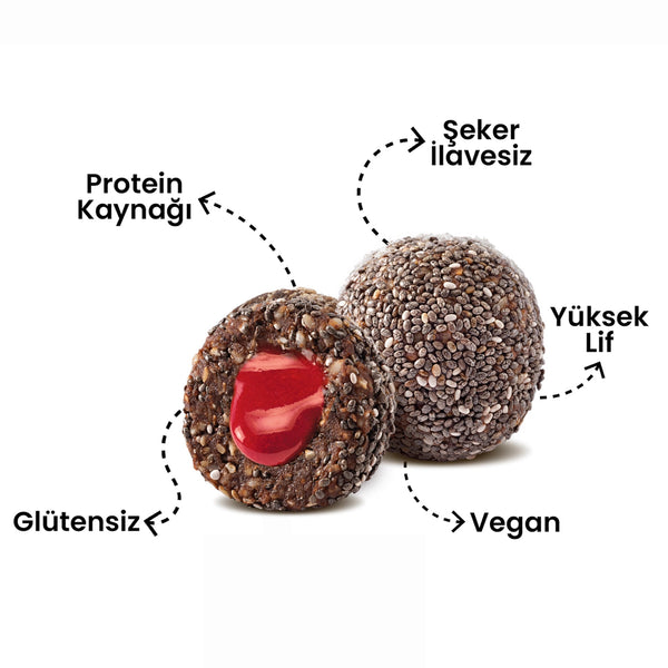 Meyveli Protein Topları Çilek Dolgulu ve Bademli 55 g x 6 - Balanu